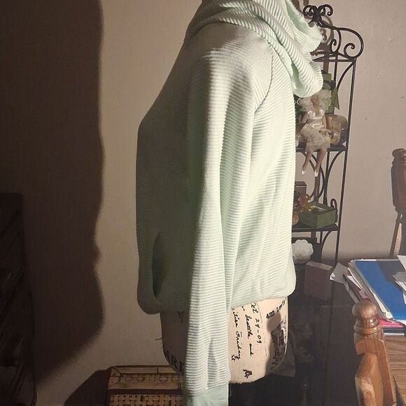 💫💫💫 ATHLETA Mint Green Ribbed Hooded Sweatshirt Size XXL(runs Small) - Picture 9 of 12